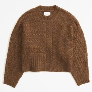 Abercrombie Fitch Brown Cable Crew Dolman Sweater